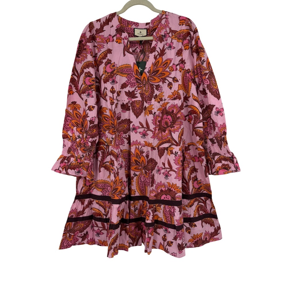 Tuckernuck Pink Ornate Chintz Dress XL Floral Tiered Mini Fairy Boho Indie NWT - Picture 9 of 9
